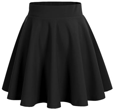 HomRain Skater Skirts for Women UK A-Line Stretchy Flared Skater Skirt Women's Skirts Black Mini Skirt Pleated Tennis School Black M