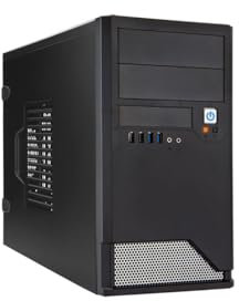 InWin EM048 Mini Tower Chassis-Configured up to 7 Drive Bays-Supports Micro-ATX-TAC 2.0 Thermal Solution-Auxiliary Cooling Fan-Front Ports Include USB 3.0 x2, USB 2.0 x2, HD Audio (EM048.CQ450TB3)
