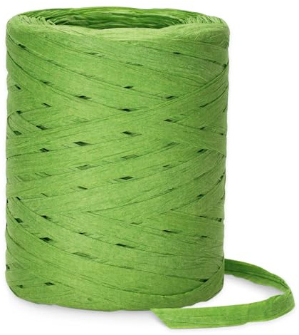 KINGLAKE Cinta de rafia natural de 200 m, cuerda de papel natural de rafia, cuerda de embalaje para decoración artesanal, embalaje de regalo, boda, Navidad, tejido verde