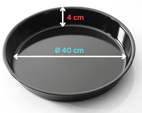 Uniq Dealz Pizza Emaille Backblech Rund 40 cm, Pizzablech emailliert rostfrei, Pizzabackblech für Pizza und Flammkuchen hitzebeständig bis 400 °C, Pizzaform universal