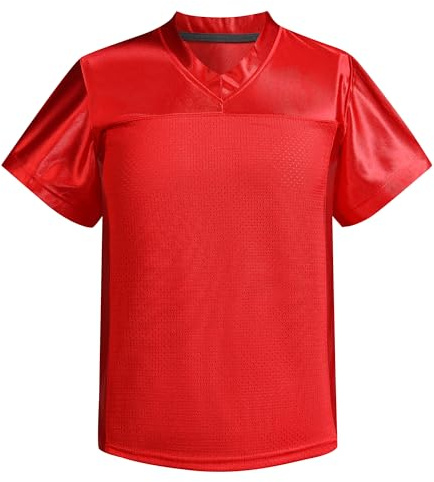 Youth Blank Football Jersey,Boy's Mesh Athletic Practice Footabll Shirts,Blank Footabll Jerseys for Kids S-XL (US, Alpha, Medium, Regular, Red)