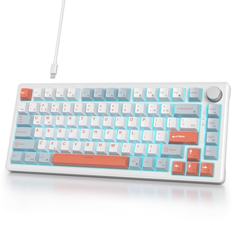 SbocKeeb Tastiera Meccanica 75% TKL, Layout Americano QWERTY,Gasket Tastiera Gaming 75% con Filo, RGB Retroilluminata,Hot-swap,Interruttore Lineare