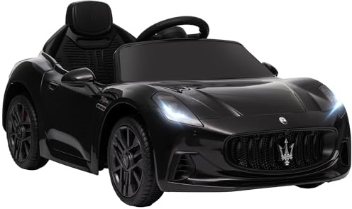 AIYAPLAY Coche eléctrico Infantil Maserati Gran Turismo Folgore con Licencia, vehículo eléctrico 12V con Mando a Distancia 2.4G, Faros LED, música, claxon, MP3, Coche para niños de 3 a 5 años, Negro