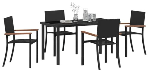 vidaXL Ensemble de Salle à Manger pour Jardin 5 pcs Noir, Ensemble de Meubles en rotin Moderne et Durable pour Le Jardin et la terrasse, sièges de Salon en Plein air, Groupe de Conversation sur Patio