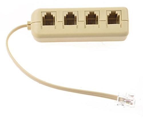 Remingtape RJ11 6P4C till 6P4C 4-vägs telefontråd byggstensfärgad splitter adapter beige