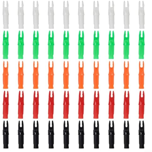 Advokingtap 50Pcs Arrow Nocks 244 ID 620mm Plastic Inserts for Carbon Fiberglass Aluminum Shafts Red White Green Orange Hunting Practice