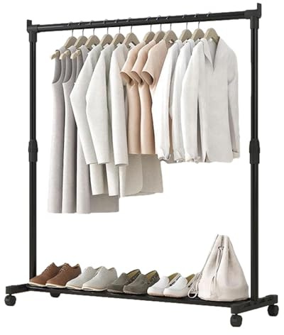 Estante para ropa con ruedas - Estante para ropa telescópico ajustable de