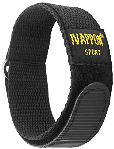 IVAPPON Sport Watch Band, Hook and Loop Nylon Strap, 18-22mm Width, Drop Prevention Design, Multiple Colors, Black & Stainless Steel Buckle, 20mm, Long size, Military