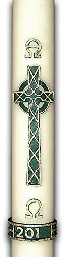 F.A.Dumont Paschal Candle with Green Celtic Cross (3 x 24)