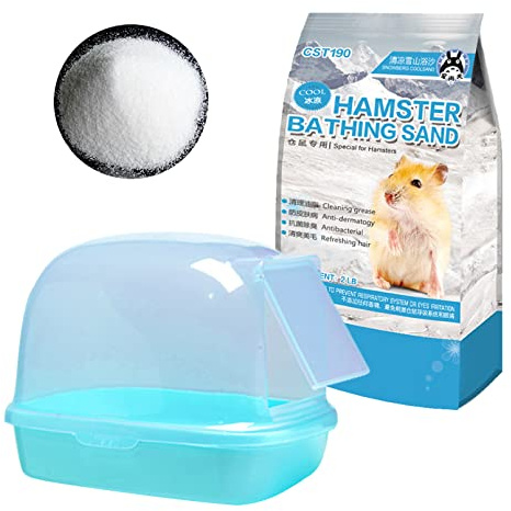 Hamiledyi Chinchilla Sand Bath, Gerbil Dust Bath Potty Litter Plastic Container Hideout Sleep Bathtub for Guinea Pigs Dwarf Hamster (2 LB)