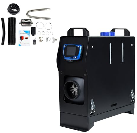 LZQ 8KW Dieselheizung Standheizung Diesel Lufterhitzer, 12V Air Kraftstoff Parkheizung mit Fernbedienung LCD Monitor und Schalldämpfer für Auto RV Boote LKW Wohnmobil Anhänger (Schwarz, Typ A)