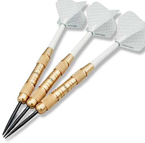 Personalisierte Dartpfeile mit Gravur zum selbst gestalten | Steel Dartpfeile mit Metallspitze, Schäften und Darts Flights für Dartscheibe | 22g Dart-Set personalisiert mit Namen als Dart Geschenk