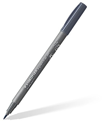 STAEDTLER brush pen pigment Arts, dunkel kaltgrau, pigmentierte Premium-Zeichentusche, Pinselspitze für variable Linienbreite, wasserfest, schnelltrocknend, 10 brush pens im Kartonetui, 371-871