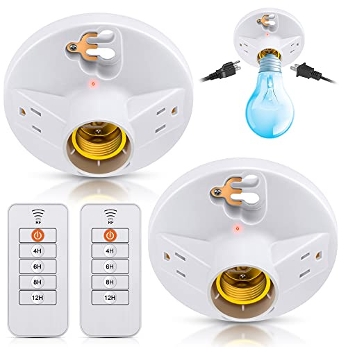 Ceoighe 2 Pcs Remote Control Light Fixture with 2 Grounded Outlet & Timer