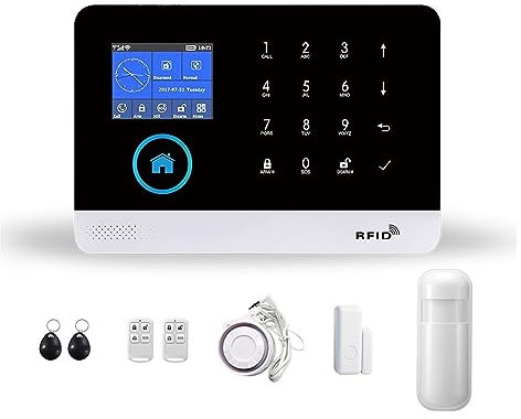 DELURA Alarm System WIFI GSM Wireless Home Security With Fire Smoke Detector Alarm System Remote Control Smart Life Zero false positive rate (Color : B..)