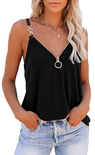 GRMLRPT Débardeur pour Femme Bretelles Tshirt sans Manches Camisole de Base Camis Débardeur Sexy Ete Tunique Metal Bretelle Tank Tops Haut (Multicolore,S-XXL)