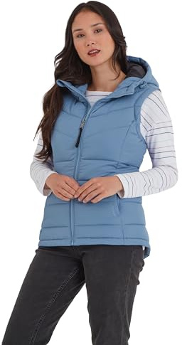 TOG24 Calvo Womens Warm Wind-Resistant Gilet With Toggle Adjuster Hood. Complete With Water-repellent Coating (WR) & Insulated Filling Made From Recycled Plastic Bottles