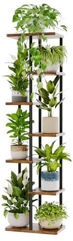 Bamworld Großer Pflanzenständer für den Innenbereich 7 Etagen Metall Pflanzenregal Pflanzenhalter Pflanzenregal für mehrere Pflanzen Töpfe für Terrasse Garten Ecke Balkon Wohnzimmer