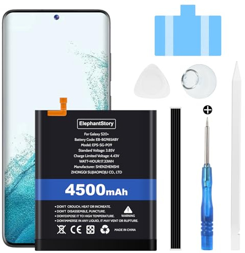 Elephantstory Akku für Samsung Galaxy S20 Plus/ S20+ SM-G985 G985U, EB-BG985ABY 4500 mAh Ersatzakku 0 Zyklen Li-ion Polymer Akku mit Reparatur Werkzeugsatz