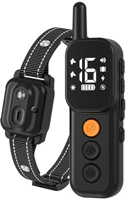 Collier de Dressage pour Chien - Portée 1000m, Êtanche IP67, 4 Modes de Dressage (Lumière, Bip, Vibration, Choc), Double Canal avec Verrouillage de Sécurité pour à Tous Les Chiens(Noir)