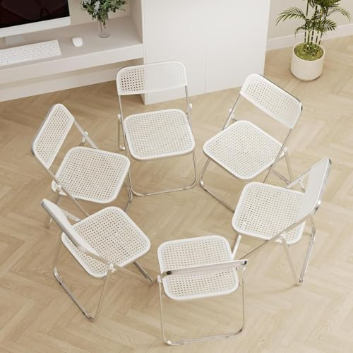 HDHNBA Juego de 6 Sillas Plegables de Plástico, Sillas Plegables de Resina, Sillas Portátiles para Exterior/Interior para Fiestas, Sillas Comerciales Apilables con Estructura de Acero