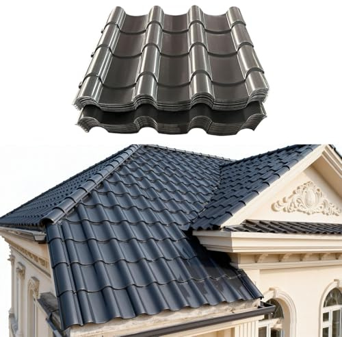 Metal Roofing Shingles, Waterproof Roofing Panels, Corrugated Aluminum Roof Panels, for Villas Residences Outdoor House Storage Stables Garages Sheds(Black 76.5x30cm,30pcs)