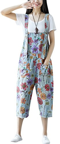 Youlee Mujer Pantalones de pierna ancha Peto de mezclilla Monos Pantalones Monos Style 26