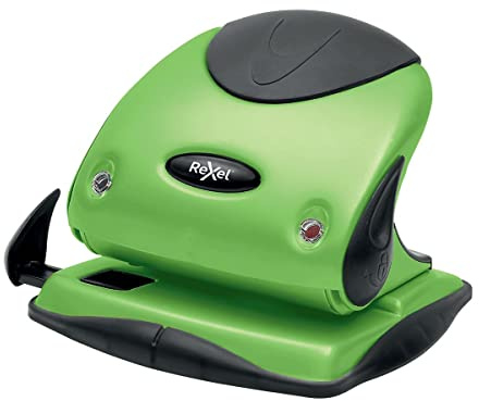 Rexel Choices P225 2 Hole Punch, 25 Sheet Capacity, Paper Alignment Indicator, Metal, Green, 2115694