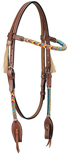 Buffalo Leather Western Turquoise Beaded Headstall