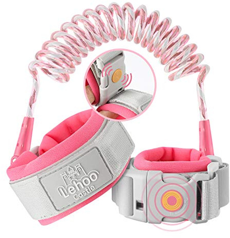 Lehoo Castle Guinzaglio per Bambini, 1,5M Cinturino per Bambini Antiperduta, Bracciale Sicurezza Bambino, Portatile Che Cammina Anti-Perso Mano Cintura(rosa)