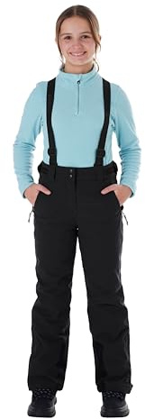 Killtec KSW 77 GRLS Ski PNTS 116, 37258-000 - Pantaloni da Sci da Ragazza, con Pettorina Rimovibile, paraneve e Protezione dei Bordi, Colore: Nero