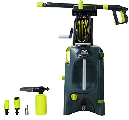 AVA Evolution P70 Pressure Washer, 150 Bar 540 LPH 2400 W, High Power Electric Jet Washer with Foam Cannon, Follow-Me Hose Reel, Zoom Lance, Used for Patios, Cars, Includes Turbo and Vario Nozzles