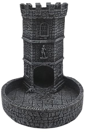 Baoblaze Castle Dice Tower Tabletop Roleplaying Game Resin Random Accessory for Board Games Dice Rolling Tower for Birthday Gift Gamer, Black Grey