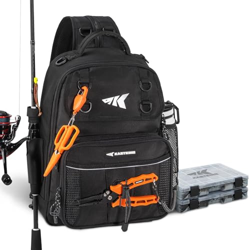 KastKing BaitSpace Fishing Sling Bag, Fishing Backpack with Rod Holder