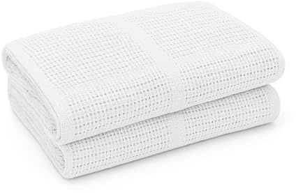 2 Pack Cellular Baby Thermal Blanket 100x75 cm | Soft Breathable Cotton | For Newborn Crib, Cot Bed, Pram, Car Seat, Moses Basket, Travel Cot (White)