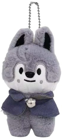 Porte Clés S-Kids, Porte Clef en Peluche S-K-Z00, Mignon Porte-Clés, Anime Pendentif Porte-Clés, Kpop Merch, Accessoires pour Sac à dos, Cadeau pour Fans (Loup)
