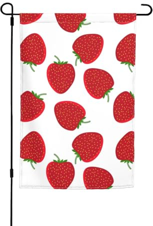 Banderas de jardín con estampado de fresas de 12 x 18 pulgadas, doble cara, decoración de temporada para el hogar, exteriores, vacaciones, decoración de todas las estaciones
