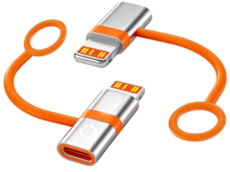 2 Pezzi Adattatore USB C Lightning, 36W Ricarica Rapida PD, 480Mbps Trasmissione Dati, con Anello Antiperdita, Compatibile con Dispositivi Lightning (Serie 14/13/12/11) per Ricarica Quotidiana Backup