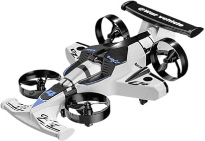 Perfeclan Quadricottero radiocomandato, Mini Drone 2 in 1, Terra, Aeroplano Elettrico telecomandato per Ragazzi e Ragazze, Bianco