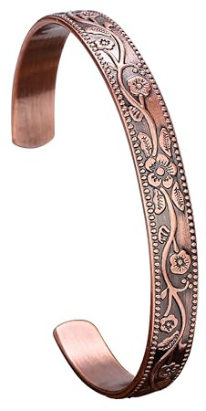 MagEnergy Pulsera de cobre para hombre y mujer, 100% puro cobre, flexible, ajustable, joya hecha a mano con caja de regalo, Mittelgroße, Cobre