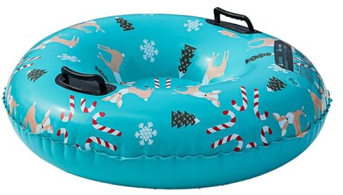 Snörör – uppblåsbar släde | snödäck tung – vinter utomhus leksak | förtjockad PVC köldbeständig ren design jul för barn vuxna familjer rodelnöje 82 cm