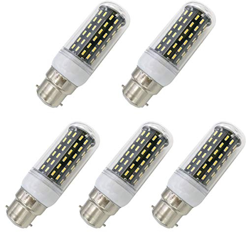 Aoxdi 5 Stück B22 LED Leuchtmittel 9W, Warmweiß, 96 SMD 4014 LED Glühbirnen B22 Bajonett Birne, AC220-240V