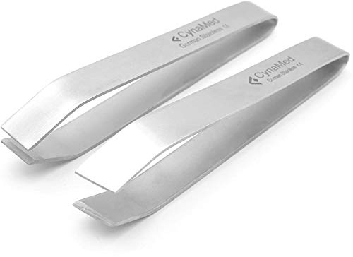 Cynamed 2 Pieces Fish Bone Tweezers, Stainless Steel Flat and Slant Tweezers Pliers Remover Tool, Non Slip Grip, Durable and Easy to Use (4.6)