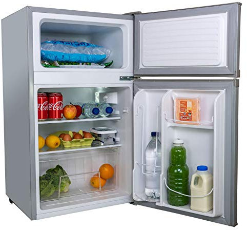 SIA AMZUFF01SS 88L Freestanding Under Counter Fridge Freezer, 2 Door, 4* Freezer Rating, E Rated, Silver Grey, 2 Year Parts & Labour Guarantee