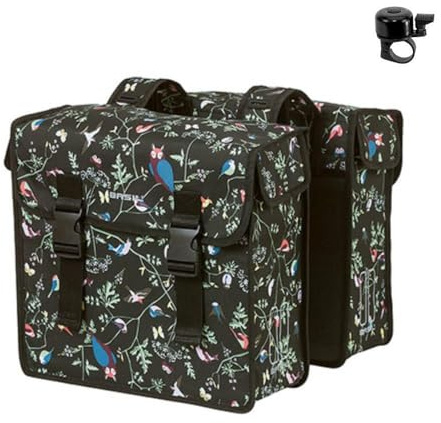 Basil Wanderlust - doppelte Fahrradtasche - 35 Liter - Charcoal inkl. Fahrradklingel