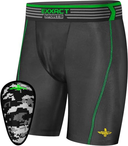 Exxact Sports Youth Compression Shorts with Soft Athletic Cup for Baseball Football Hockey, Boys Cup Underwear with Cup - (YS, Black)