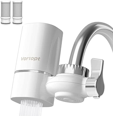 Vortopt Depuratore Acqua Rubinetto,Filtro Acqua Rubinetto Cucina, 400 Galloni, Riduce Sabbia, Cloro e Cattivo Gusto, T1(2 Filtri Incluso)