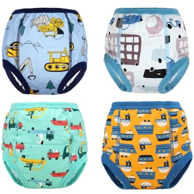 FLYISH DIRECT Packung mit 4 Töpfchen Trainingshose - Baumwolle Baby Trainingsunterhosen Kinder Toilettentraining Unterwäsche, Auto, 2 Jahre, 90/2T