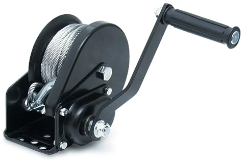 Dragon Winch Treuil Manuel 1200 lbs / 540 kg avec crochet et câble en acier 10m pour les petits bateaux, motos, véhicules et ateliers | Treuil à main avec frein à friction auto-freinant