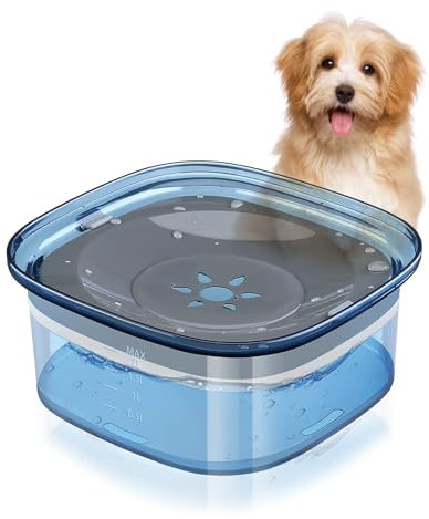 Ruspela Non Spill Dog Water Bowl, 2L Splash Proof Pet Bowl Anti Spill Water Dish for Cat Slow Anti-Choking Drinking Dispenser for Dogs Cats Pets